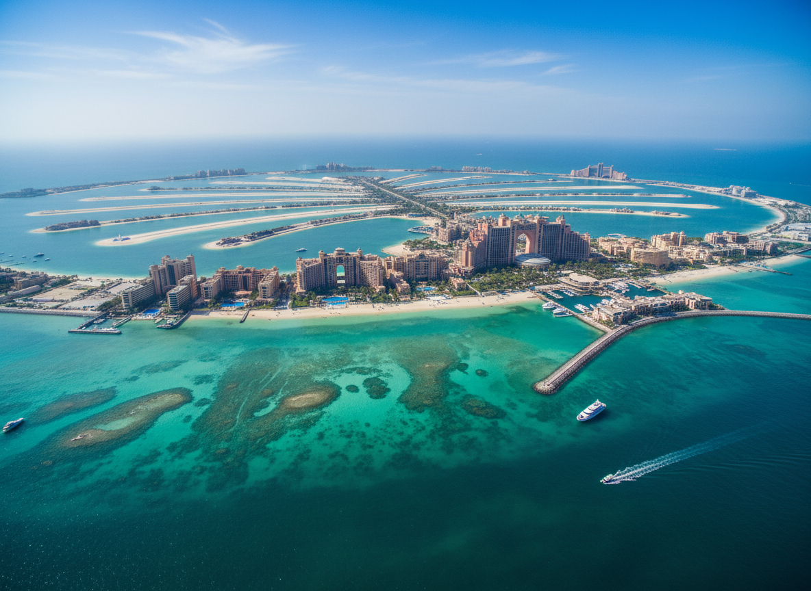 Palm Jumeirah Dubai aerial view