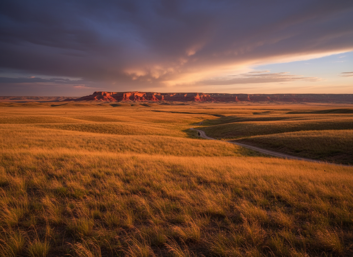 Charyn Canyon and golden steppe, Kazakhstan