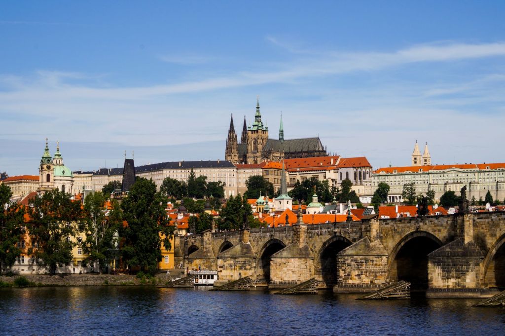 Prague Castle and Charles Bridge cityscape