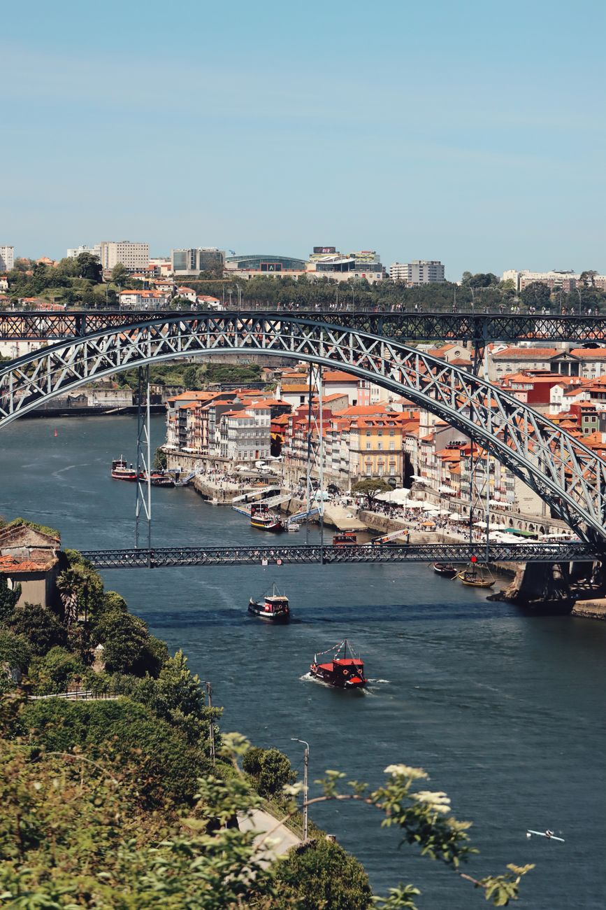 Dom Luís I Bridge and the Porto waterfront in Portugal